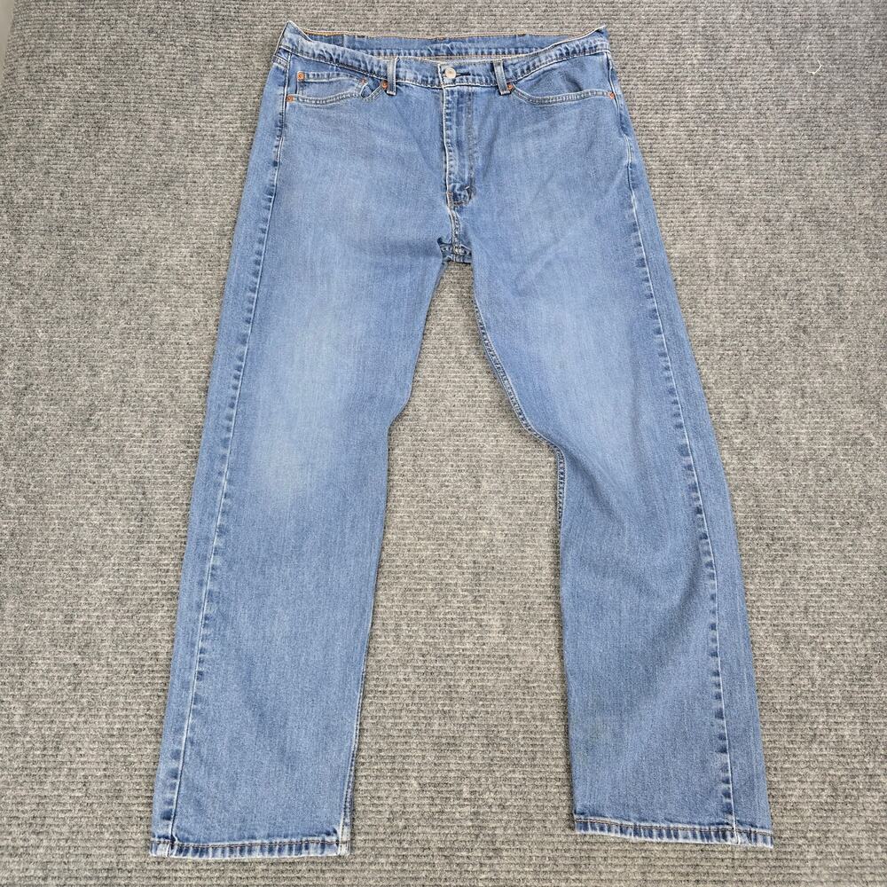 Levi's 505 Jeans Men 38x32 Light Wash Blue Regular Straight Stretch Denim
